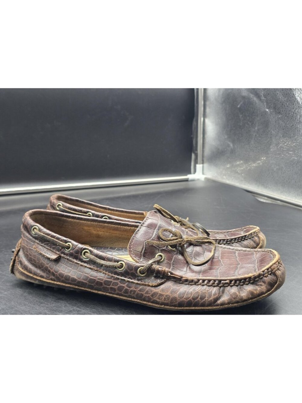 Cole Haan C12124 Shoes Mens Size 9.5 Gunnison Leather Driving croc Moccasin